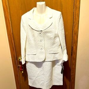 Albert Nipon white Ribbed dress Knee-Length 18 business work plus size new tags